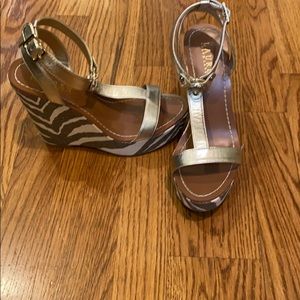 Gold and Zebra Print Wedges